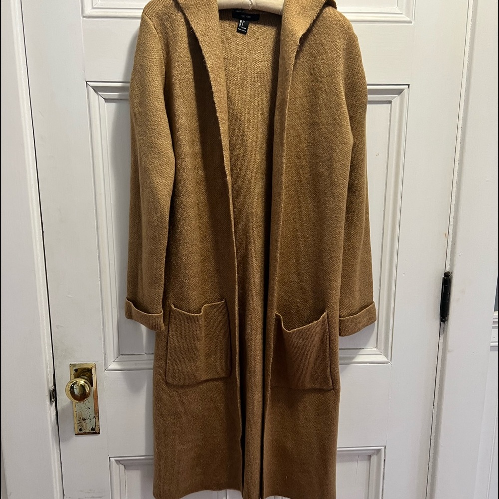 Camel hooded sweater coat